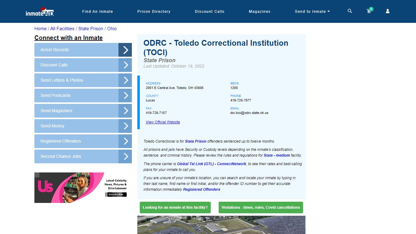 ODRC - Toledo Correctional Institution (TOCI) & Inmate Search ...
