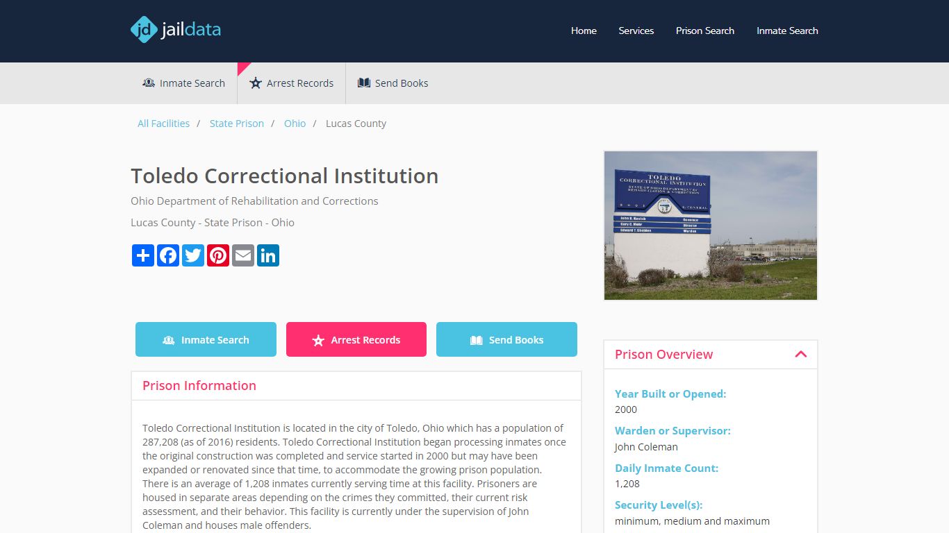 Toledo Correctional Institution Inmate Search and Prisoner Info ...